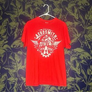 Aerosmith Red Short Sleeve Tee with Bold Graphic